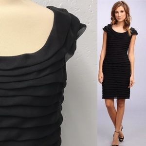 Adrianna Papell 12 Shutter Tuck Black Dress
